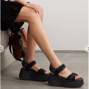 CHLOÉ + NET SUSTAIN Nama suede and leather platform sandals